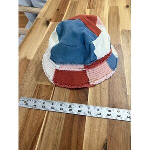 Denim Patchwork Bucket Hat Sun Hat Mixed Blues Adult Unisex One Size